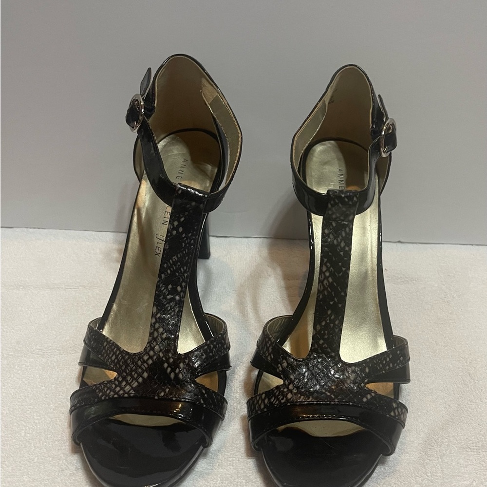 Anne Klein Black Snakeskin Heels